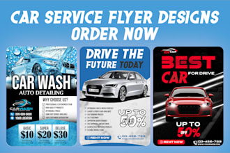 design modern car wash, auto detailing and car service flyer