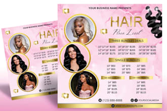 design beautiful hair extension or lash extension flyer