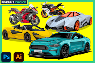 draw any car or image into vector art illustration within 24 hours