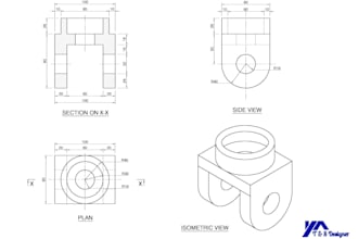 draw 2d mechanical part drawings in autocad