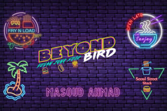 design neon logo neon text or neon icons within 24 hours