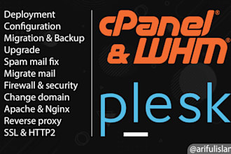 setup and fix cpanel whm and plesk on AWS, linode, gcp, azure, digitaloceann