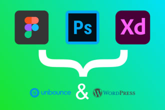 convert figma, xd and PSD to unbounce, instapage and wordpress landing page