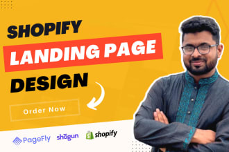 design shopify landing page using shogun,pagefly or gempages