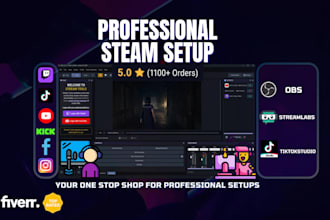 professionally set up obs studio and streamlabs for twitch, kick, and youtube