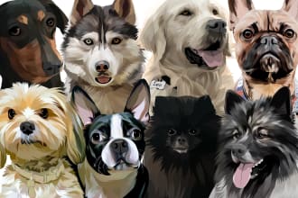 draw pet into vector cartoon portrait