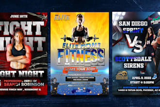 design  professional basketball, fitness, MMA, boxing sports poster
