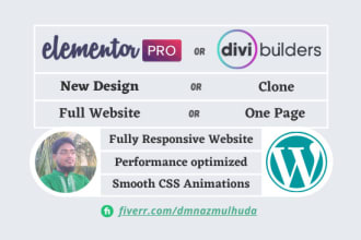 design or clone a website or landing page by elementor pro or divi