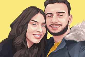 draw couple portrait illustration from your photo