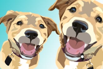 draw cartoon portrait of dog cat animal pet