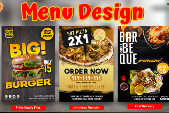 design restaurant and food menu, poster, flyer, brochure