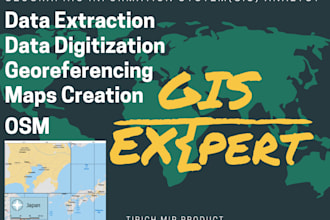 create maps on the geographic information system, georeferencing,  digitizing