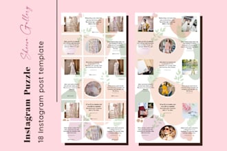 design 18 feeds instagram puzzle custom template