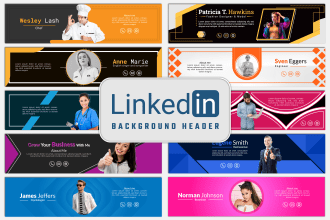 create professional linkedin background header, cover, banner design