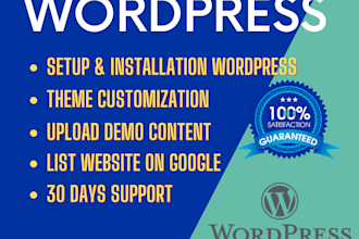 setup and install wordpress, secure and customize theme