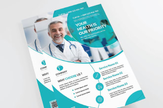 design modern trifold and bifold brochure for medical and healthcare