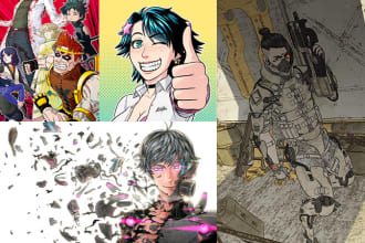 draw illustrations in manga and comic style for ocs