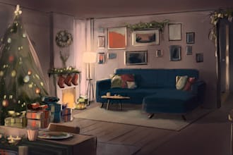 illustrate detailed concept art for cinematic scenes