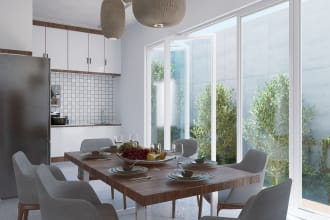 interior design kitchen in 3d render