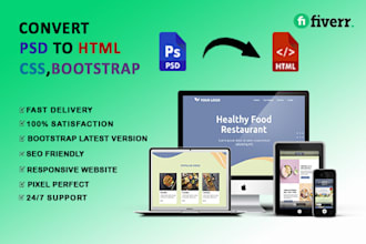 convert PSD to HTML,CSS,bootstrap responsively