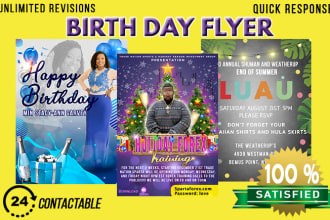 design beautiful kids adults birthday party flyer  poster for facebook instagram