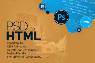 convert psd to html or sketch to html or ai to html responsive website