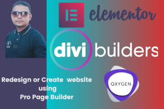 build your website  by oxygen, elementor  and divi page builder