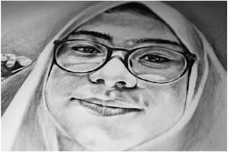 professional draw face sketch, portrait realist illustration