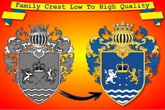 digitize hand drawing or create heraldically coat of arms family crest