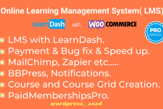 develop a wordpress lms website and learndash lms website