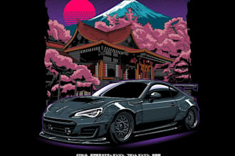 make a car vector illustration for a t shirt design