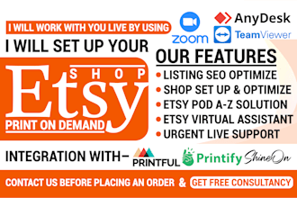 set up etsy print on demand store with printful or printify