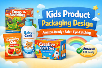 design fun, colorful, and professional kids product packaging and toy boxes