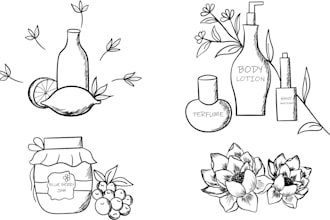 create custom hand drawn icons set and doodle illustration