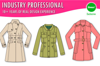 design ski coat, jacket and outerwear cad sketch or tech pack