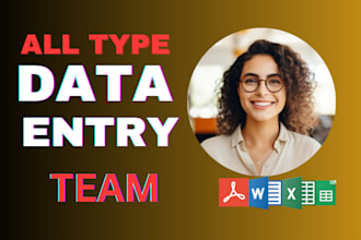 do excel, data entry, team, web research, copy paste, data collection,