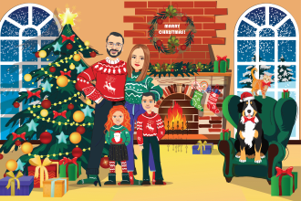 illustrate greeting card for christmas,new year,birthday,family greeting card