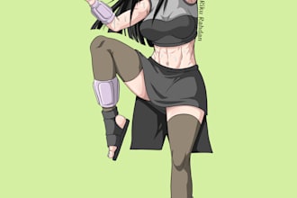 draw you and your character in naruto boruto anime style