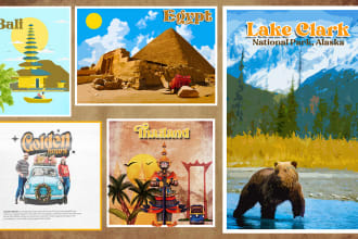 create travel poster in retro vintage style