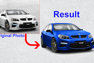 do automotive, and car photo cut out, color changes, with background remove