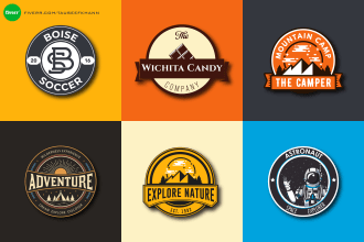 design logo, sticker, round badge, label, and decals