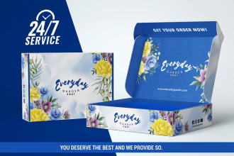 design packaging box design, mailer box, product box design with 3d mockup