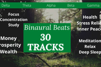 deliver 30 tracks for meditation with binaural beats music studio