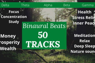 send 50 tracks meditation music with binaural beats created in  studio