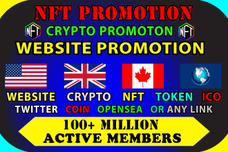 promote and market your website, crypto, nft, coin, ico or token promotion