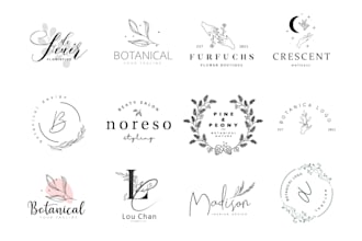 design elegant boho, hand drawn, botanical logo design