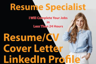 professionally write and update your resume, cover letter, linkedin profile
