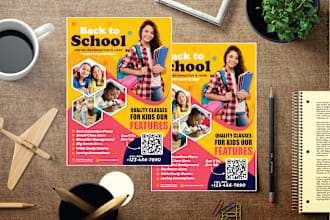design kids poster, back to school and school party flyers