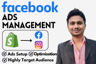 setup and manage facebook ads campaign, fb advertising, instagram ads shopify