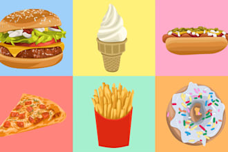 draw amazing food vector illustration, in 24 hours
